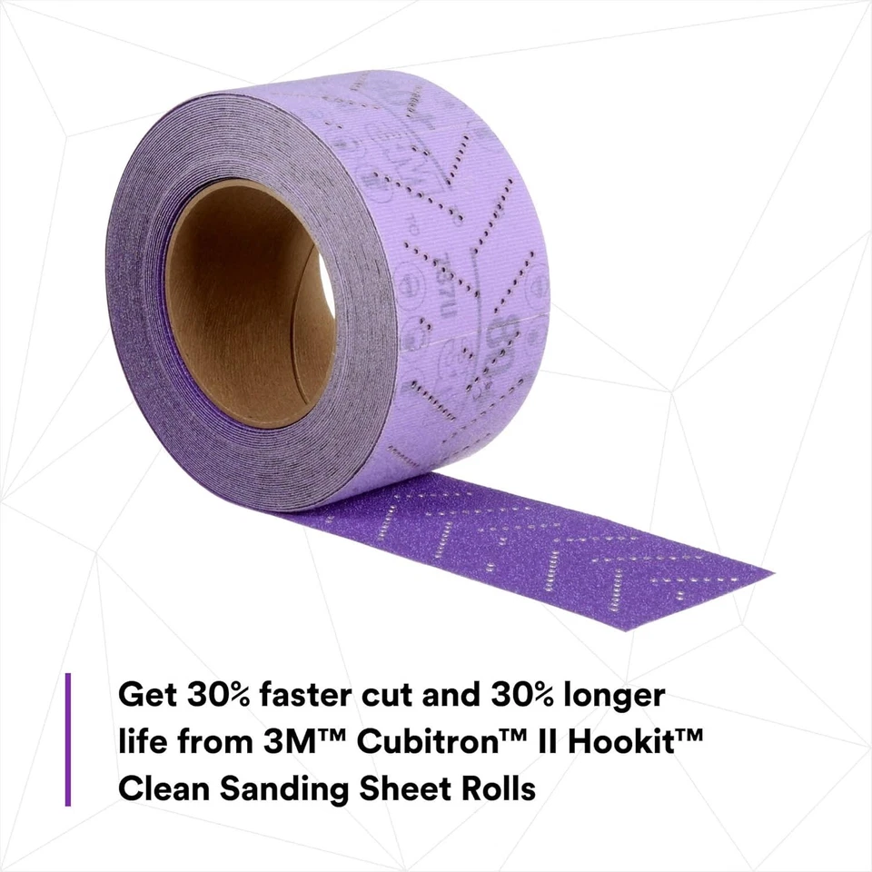 Rollo de hoja de papel de lija limpio gancho y bucle 3M (34442) Cubitron II, grano 80 Foto 4 de 4