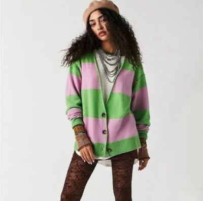 Free People Kaschmir-Cardigan Schuljunge gestreift - Größe Small - 248 $