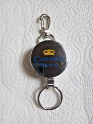 Schlüsselanhänger ''Corona Extra'' mit Karabiner-haken und Band Schlüsselrolle