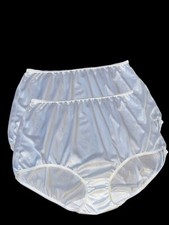 2 PAIR Vintage UNDERSCORE UNDERWEAR BRIEF PANTIES SZ 7 WHITE NYLON Granny Panty