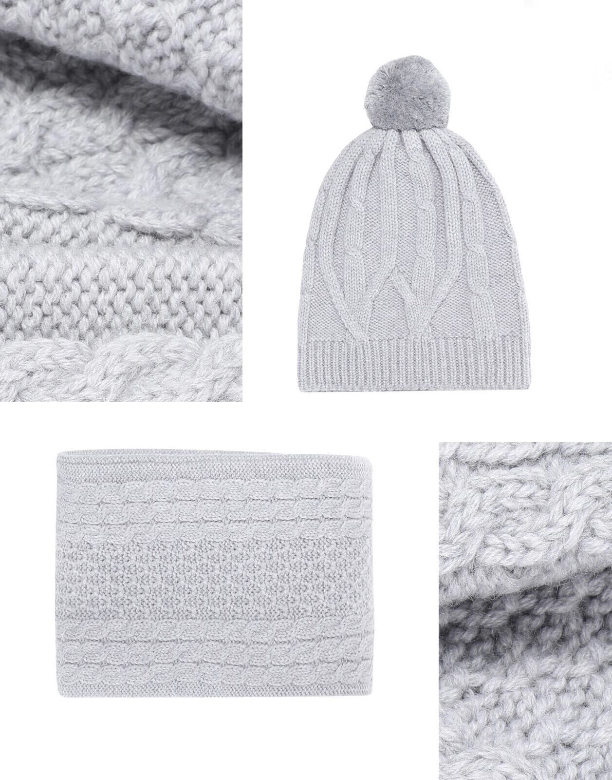 RRP £290 BNWT CHINTI & PARKER Grey Cable Knit Merino Wool Scarf Bobble Hat Set