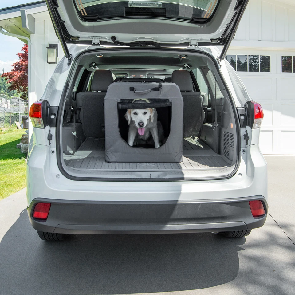 Cajón portátil grande gris de lados suaves para perros ligero plegable de viaje Foto 2 de 4