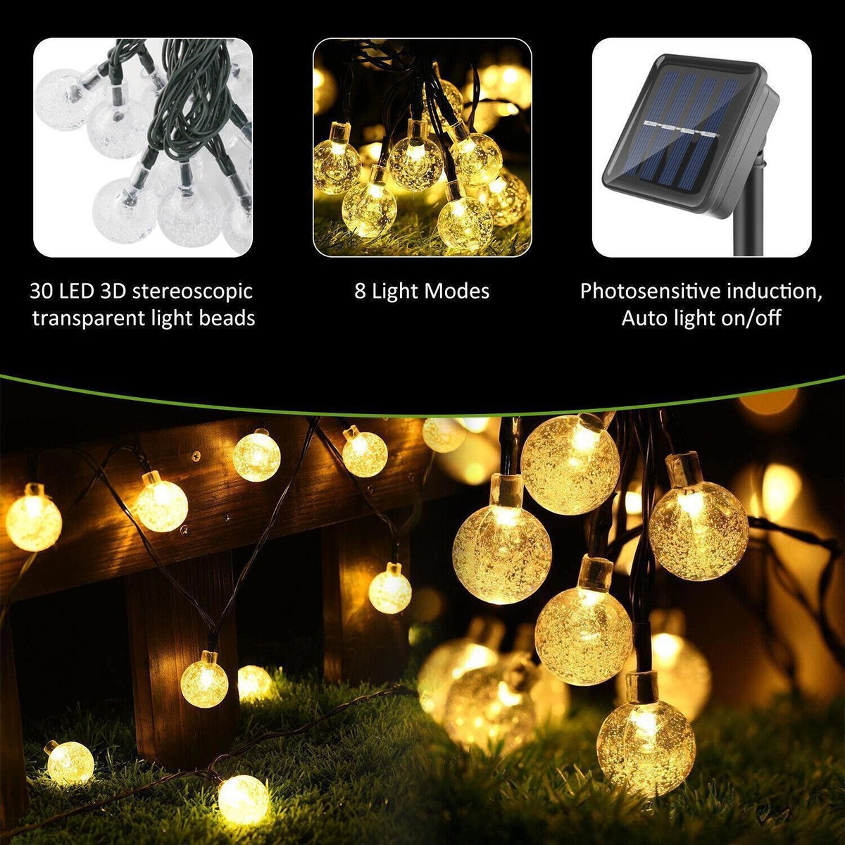 Outdoor Solar Powered 30 LED String Light Garden Patio Yard Landscape Lamp Party Outdoor Solar Powered 30 LED String Light Garden Patio Yard Landscape Lamp Party