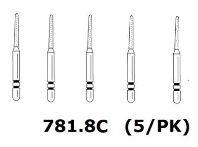 Abrasive Tech 781.8C Two Striper FG Round Taper Coarse Diamond Burs – 5 Pack 1 thumbnail image