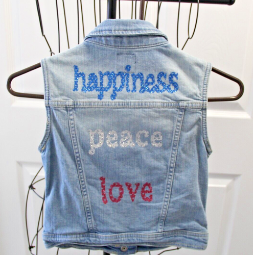 Gap Kids Vest Girls Size Large Customized "Peace Love Happiness" - Picture 3 of 4
