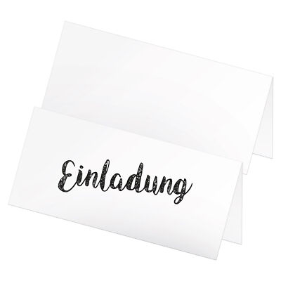 itenga 12x Klappkarte Einladung DIN Lang schlicht weiß schwarz modern Geburtstag