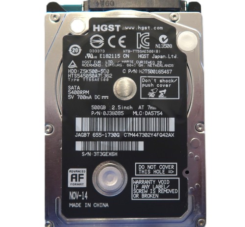 Hitachi HTS545050A7E362 0J38085 DA5754 China 500gb 2.5" Sata hard drive 2014 - Picture 2 of 11