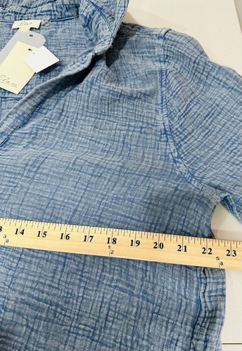 NWT Elan Tunic Dress With Slip L Roll Tab Cotton Denim Like Chambray Blue Stripe - Picture 8 of 10