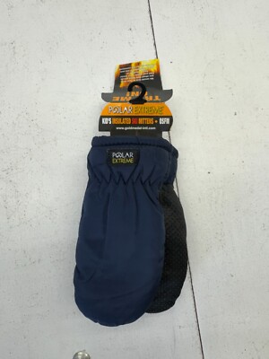 Polar Extreme Navy Blue Insulated Ski Mittens Unisex Kids One Size