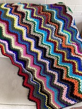 NEW HANDMADE crocheted afghan throw Approx 58 x40 , Zigzag Random Multicolor