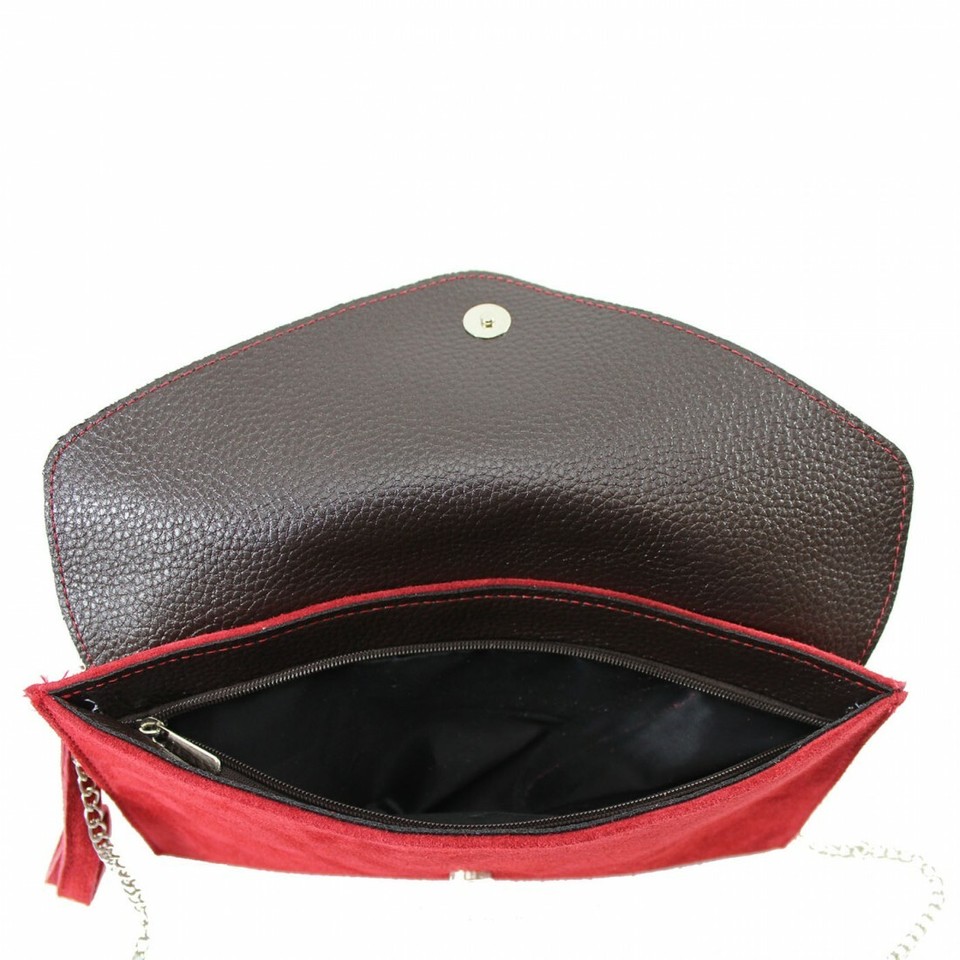 Faux Leather Ribbon Chain Handle Party Clutch