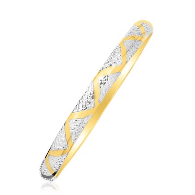 Armreif 10 Karat bicolor Gold strukturiert Zickzack Stil