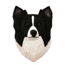 Figurine De Plaque En Tête De Chihuahua Noir/Blanc À Poil Long