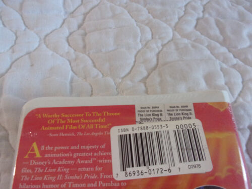 DISNEY'S THE LION KING II SIMBA'S PRIDE VHS NEUF NATHAN LANE MATTHEW BRODERICK - Photo 10/10