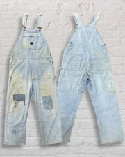 Vintage ELY Denim Overall’s In Light distressed & Repaired Wash Size 40 x 28