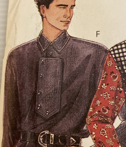 McCall's 6569 Vintage 90s Sewing Pattern EX-LARGE Men's Shirts Cowboy Western - Picture 6 of 9