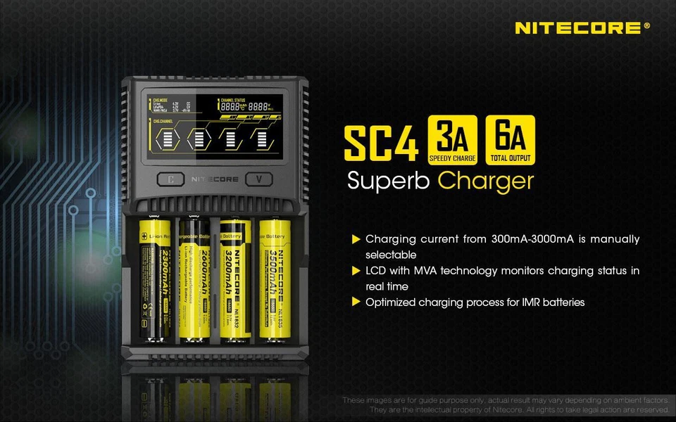 Nitecore SC4 Superb Charger 4-Slot Universal Charger for 26650, 16340 etc - Image 2 of 4