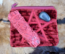DRAGON'S BLOOD  WHITE SAGE SMUDGE STICK w/ Black Tourmaline Crystal  Pouch