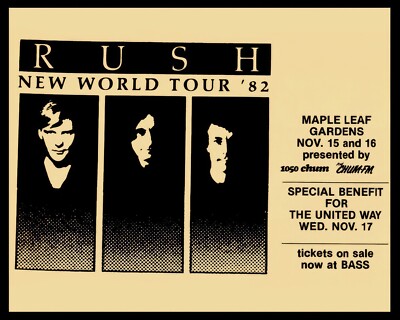 Rush Concert Poster (New World Tour - Maple Leaf Gardens), 8x10