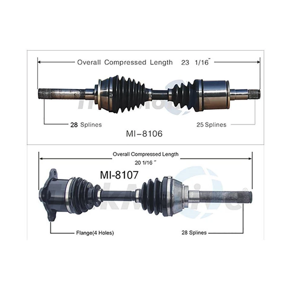 Juego de 2 piezas de ejes delanteros CV para Dodge Raider Mitsubishi Mighty Max 4x4 Foto 2 de 4