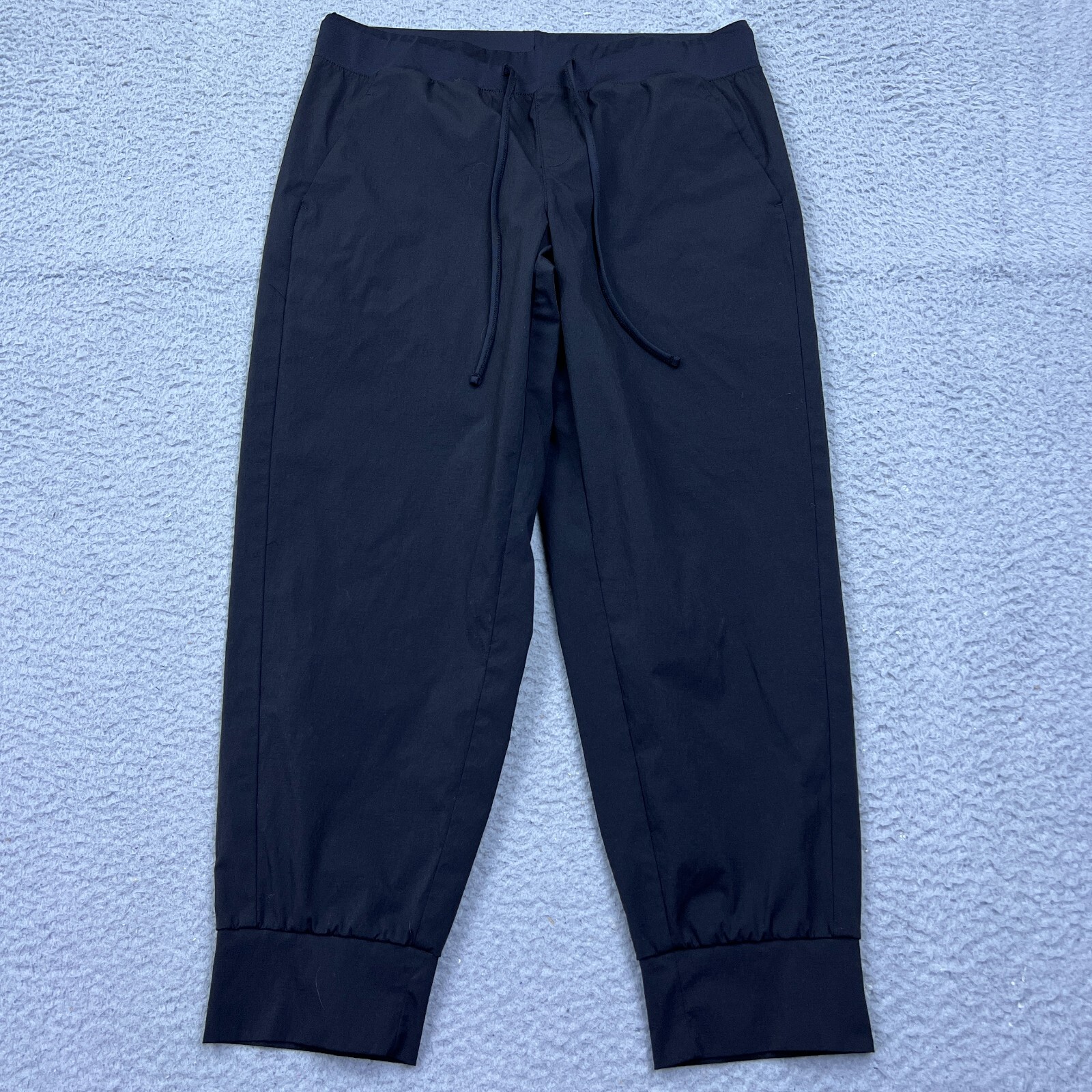 T by Talbots Pants Womens Med Petite MP Black Joggers Drawstring Nylon Stretch