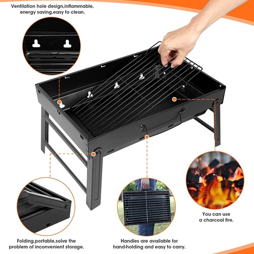 Parrilla de carbón portátil para camping pequeña mesa barbacoa parrilla plegable - Imagen 6 de 29