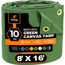 8' x 16' Green Canvas Tarps 10oz