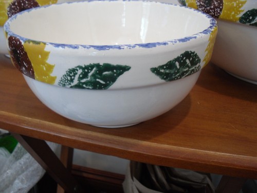 Vintage Santa Ana California Crock Shop Inc Sunflower 3 BOWLS SET 12", 10", 8" - Picture 2 of 8