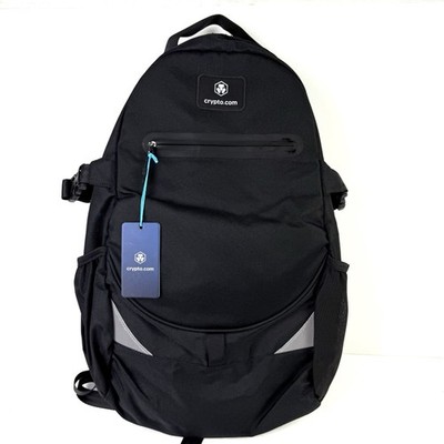 Crypto Rucksack Backpack Black Canvas Travel Water Bottle Holder Brand New