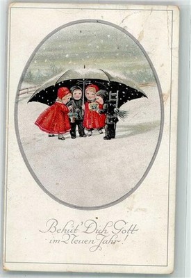 39796578 - Neujahr Zwillinge Regenschirm 1912 Schornsteinfeger