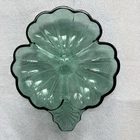 MCM Jeanette glass Green hibiscus Divided Dish, Vintage Use For Party Toothpicks