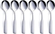 Heavy Duty 6.1-Inch Stainless Steel Soup Spoons - Set of 6 for Luxurious Dining
