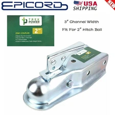 Straight Trailer Coupler 2" Ball 3" Channel Width 3500 LBSTrailer Tongue Couple