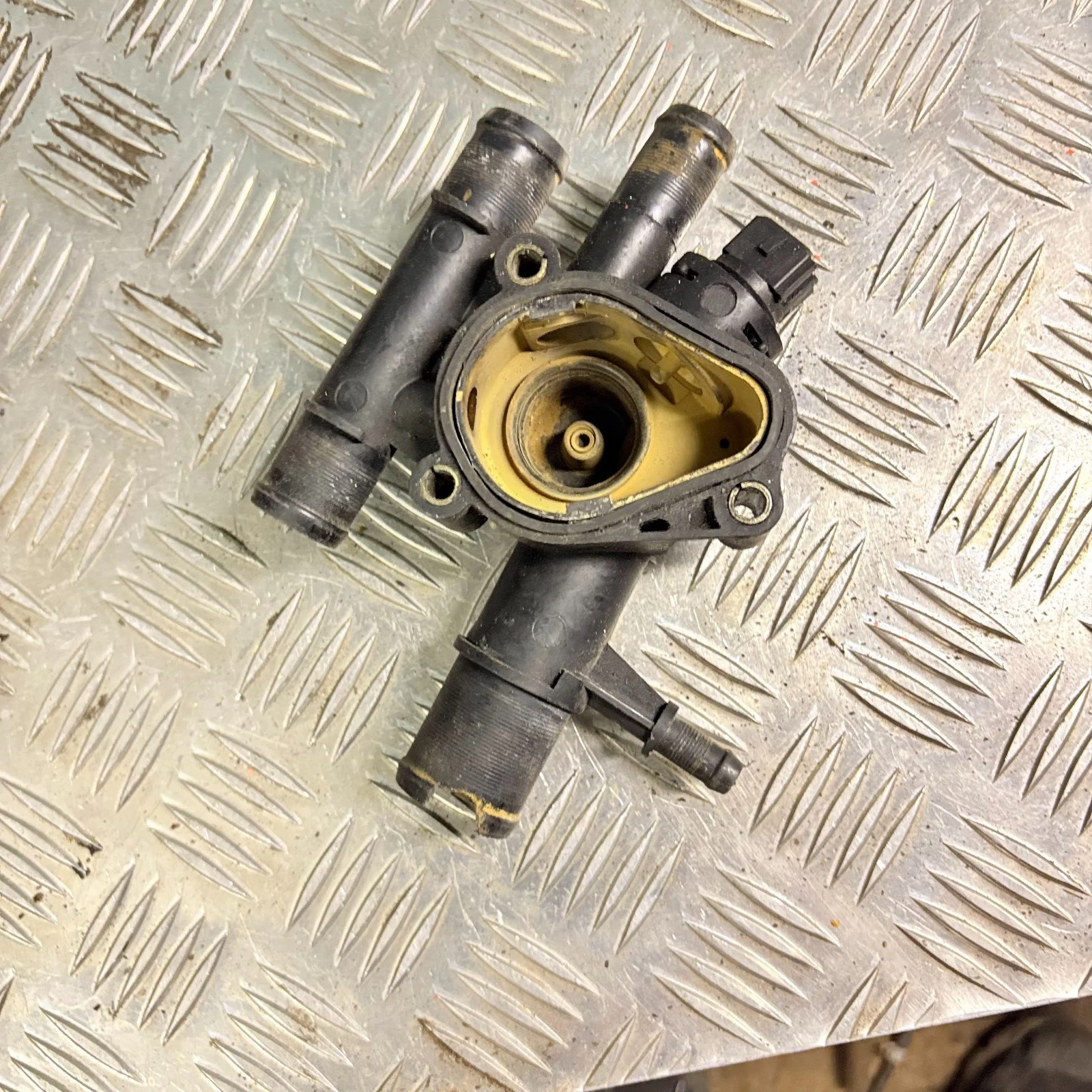 Thermostat element inside coolant housing