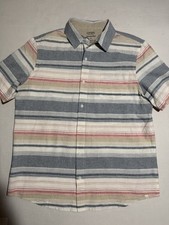chaps seacoast wash striped ss button up dress shirt, men's large #1254