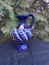 Vase Keramik Töpferei Heinke Neukirch Lausitz Bunzlauer Methode Blau/Weiß