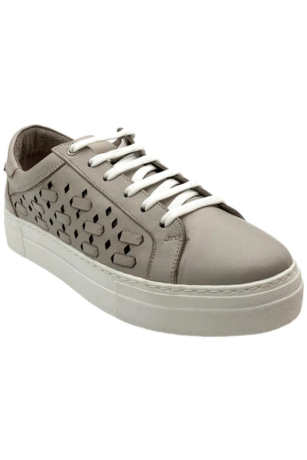 Miz Mooz Womens Leather Perforated Casual Sneakers Murphie Taupe 8690₽