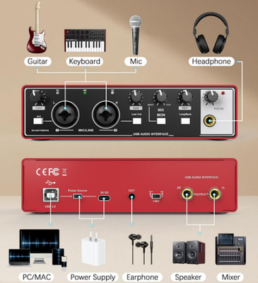 USB Interface for Beginners 24Bit/192kHz 48V Phantom Plug&Play Recording