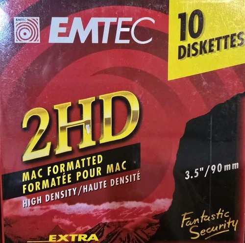 EMTEC 2HD MAC Formatted 3.5" 10 DISKETTE Pack Sealed (PC Formatable) 2 Packs - Afbeelding 2 van 5