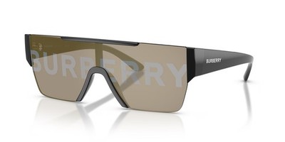 Burberry BE 4291 3001/G Black Plastic Rectangle Sunglasses Gold Mirror Lens