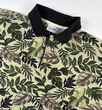 VTG OP Ocean Pacific Sport Polo Shirt Mens L Floral Print Short Sleeve Hawaiian