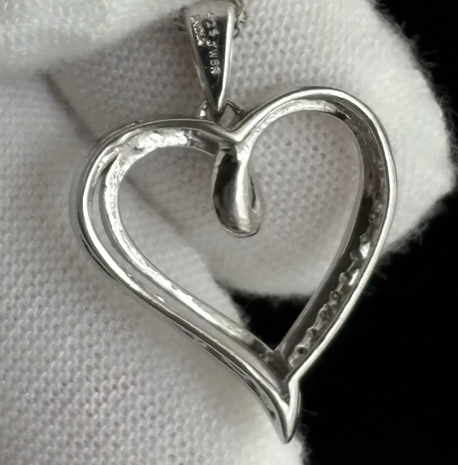 JANE SEYMOUR 925 Plata de Ley Diamante Blanco Corazón Colgante Cuerda Cadena Collar Foto 4 de 4