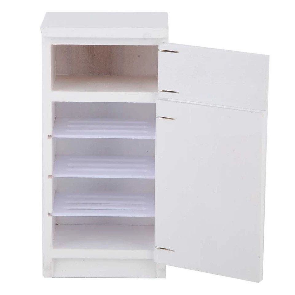 1:12 weißer Mini Kühlschrank Top Möbel Modell Küche Zubehör UK