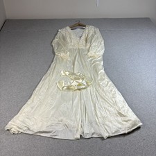 Shadowline Nightgown Robe Set Women 1X White Nylon Lace Peignoir Full Sweep Belt