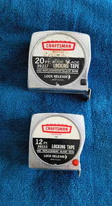 2 Vintage CRAFTSMAN Tape Measures Sears 20FT 39217 & 12FT  39223  USA Made.
