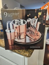 Godinger 9pc Copper Finish Stainless Steel Bartender Kit w/Ice Bucket & Tools