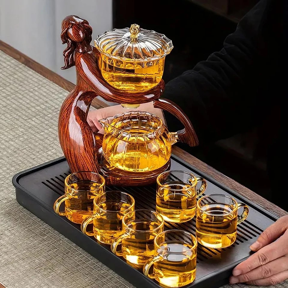 Lazy Kungfu Drip TeaPot, Heat Resistant Tea Set, Semi-Automatic Glass Teapot ... - Image 2 of 4