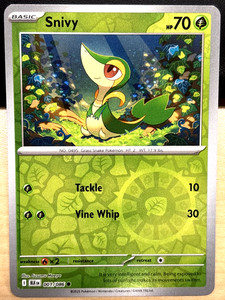Pokemon Scarlet & Violet Black Bolt 001 Snivy COMMON Reverse Holo