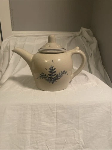 Vintage Red Wing Pottery Blue Fern Teapot – Stoneware USA Lidded Serving Pot MCM