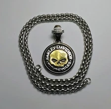 Harley Davidson Willie G Pendant Necklace Heavy Titanium Chain 